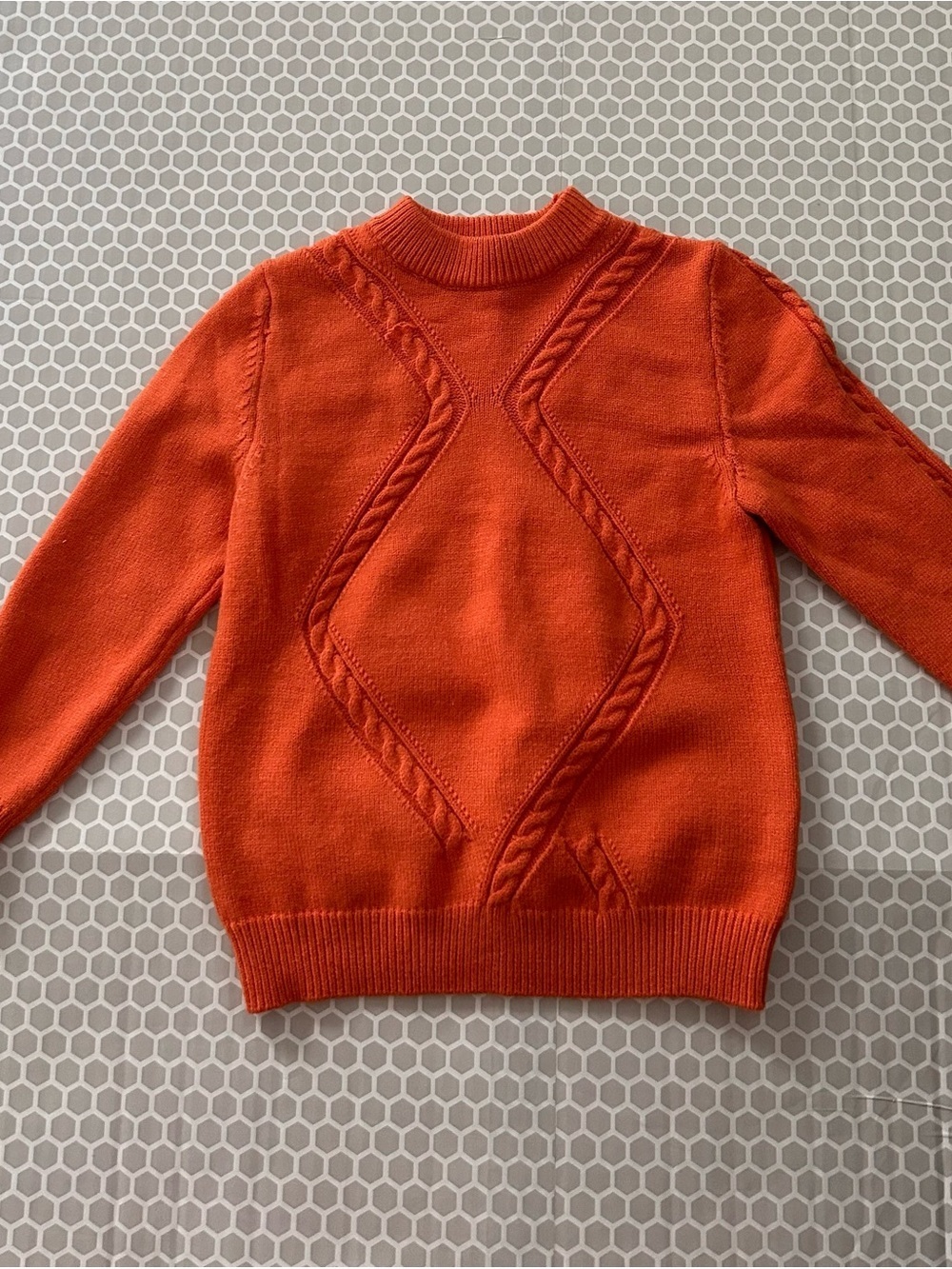 Bright Orange Diamond Cable Knit Pullover Size 6